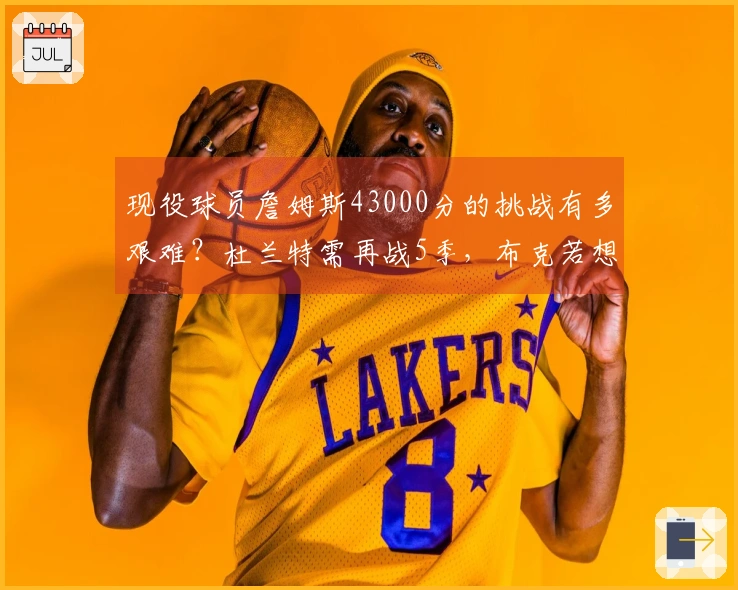 现役球员詹姆斯43000分的挑战有多艰难？杜兰特需再战5季，布克若想追赶得活到42岁！